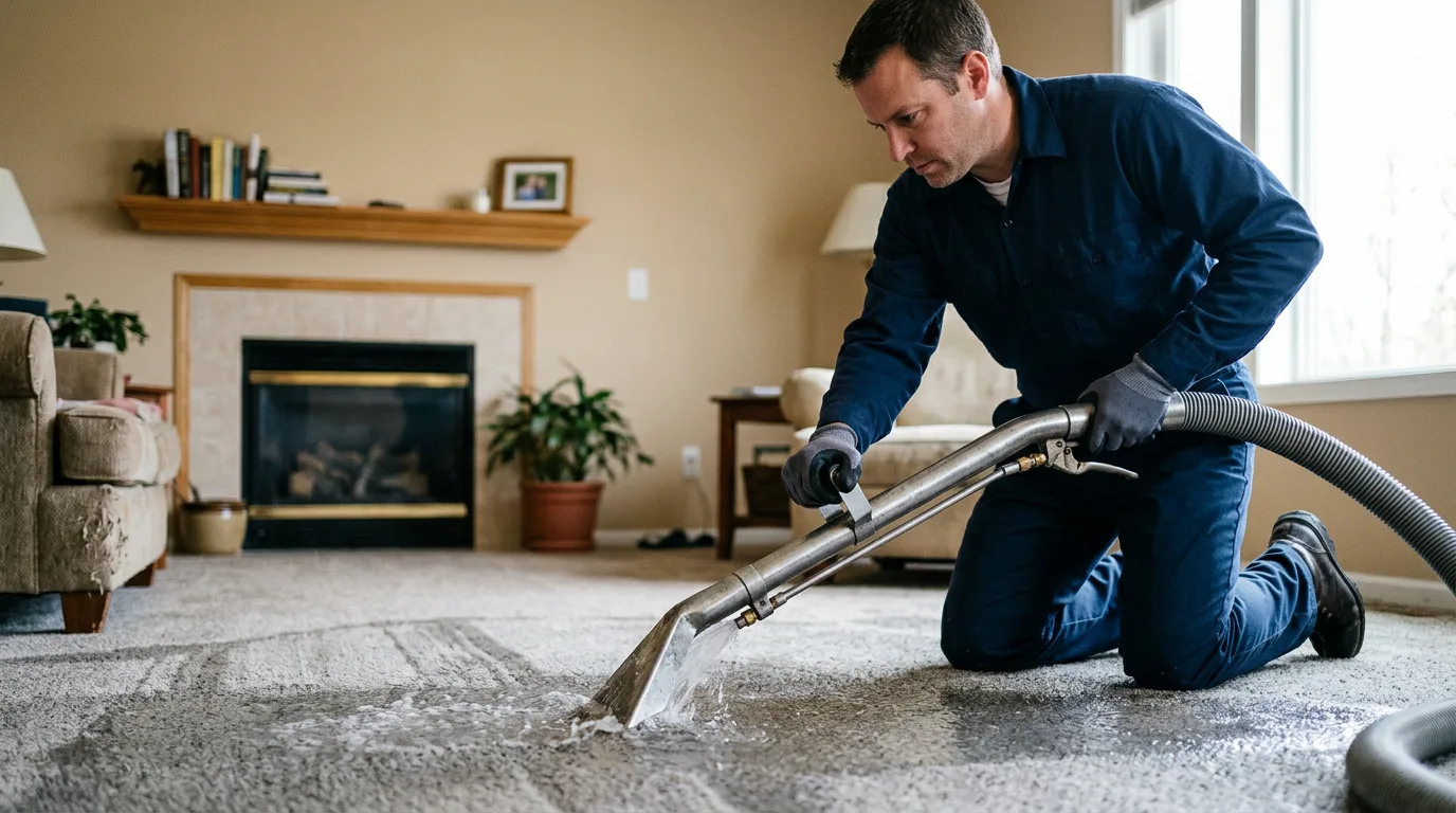 Water damage restoration technician working near Kinde, MI